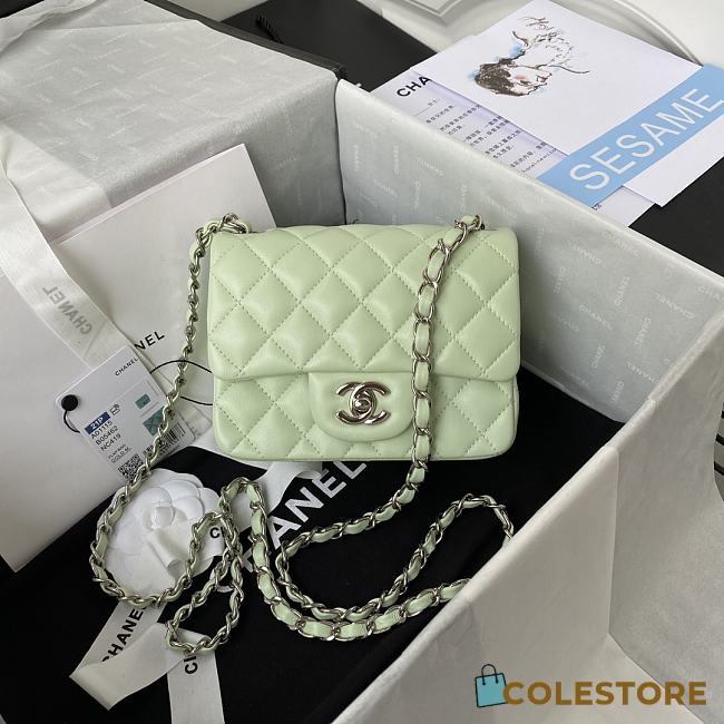 Chanel Mini Flap Bag Calfskin Silver Metal A35200 17cm - 1