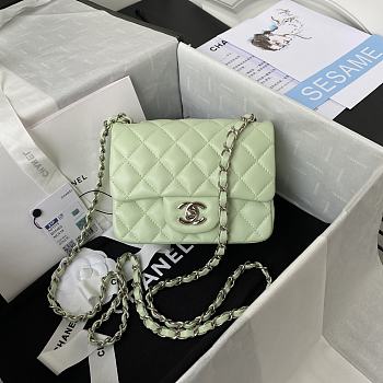 Chanel Mini Flap Bag Calfskin Silver Metal A35200 17cm