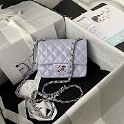 Chanel Mini Flap Bag Calfskin Silver Metal  Light Purple A35200 17cm - 1