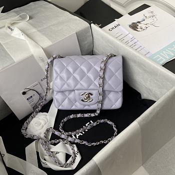Chanel Mini Flap Bag Calfskin Silver Metal  Light Purple A35200 17cm
