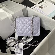 Chanel Mini Flap Bag Calfskin Silver Metal  Light Purple A35200 17cm - 6