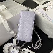 Chanel Mini Flap Bag Calfskin Silver Metal  Light Purple A35200 17cm - 2