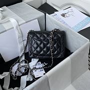 Chanel Mini Flap Bag Calfskin Silver Metal Black A35200 17cm - 3