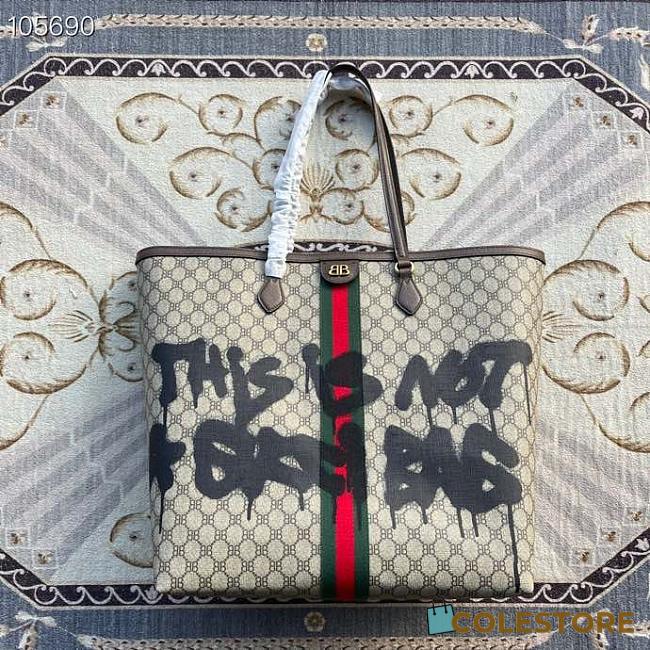 Gucci Graffiti Handbag Brown Canvas 680125 Size 38x28x15cm - 1