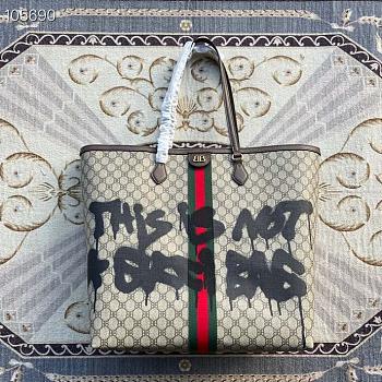 Gucci Graffiti Handbag Brown Canvas 680125 Size 38x28x15cm