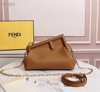 Fendi First Small Leather Bag In Brown Size 26cm