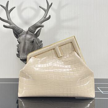 Fendi First Crocodile In Beige Size 32.5x15x23.5cm 