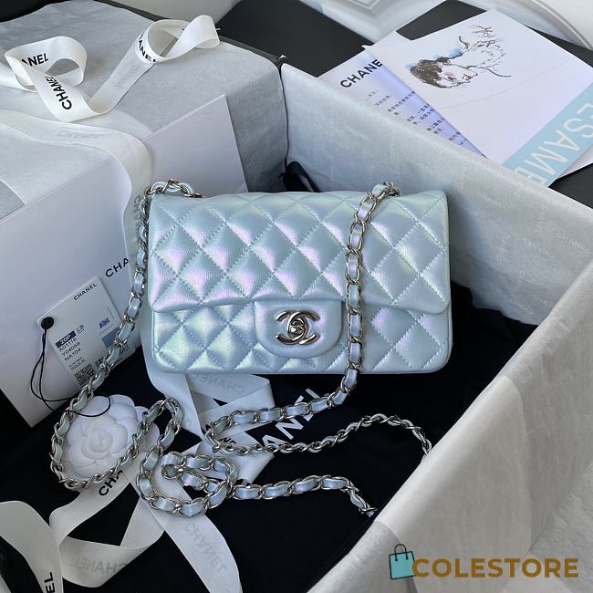 Chanel Classic Flap Bag In Neon Blue A01116 Size 20cm - 1