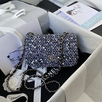 Chanel Classic Flap Bag In Fabric A01116 Size 20cm 