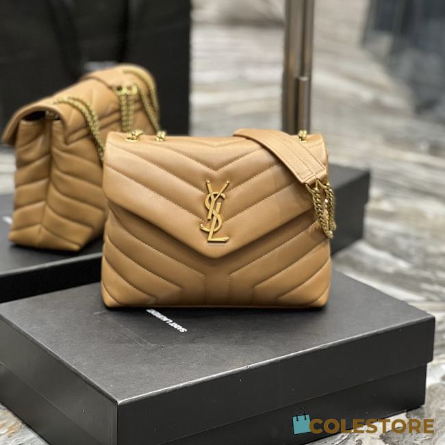 YSL Medium Lou Lou Toy Crossbody Bag In Brown Size 25cm  - 1