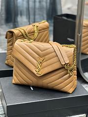 YSL Larger Lou Lou Toy Crossbody Bag In Brown Size 32cm  - 4