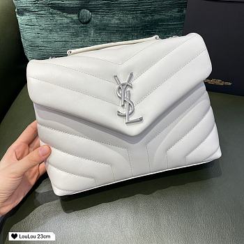 YSL Lou Lou Toy Crossbody Bag In White Size 25cm