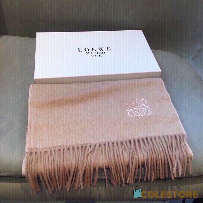 Loewe Tan Cashmere Anagram Scarf - 1