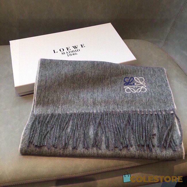 Loewe Grey Cashmere Anagram Scarf - 1