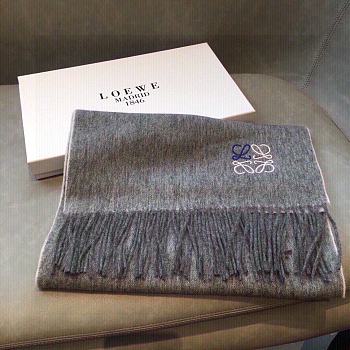 Loewe Grey Cashmere Anagram Scarf