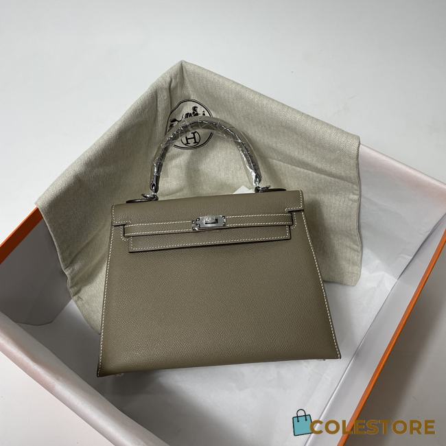 Hermes Kelly Grey Epsom Leather Silver Buckle Size 25cm - 1
