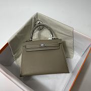 Hermes Kelly Grey Epsom Leather Silver Buckle Size 25cm - 1