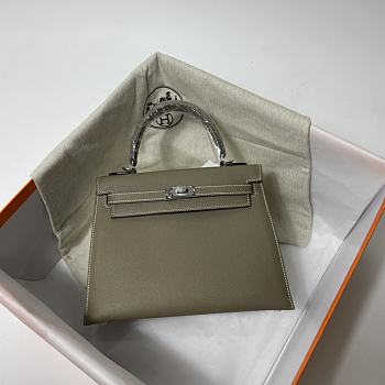 Hermes Kelly Grey Epsom Leather Silver Buckle Size 25cm