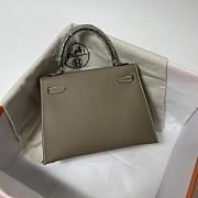 Hermes Kelly Grey Epsom Leather Silver Buckle Size 25cm - 4
