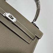 Hermes Kelly Grey Epsom Leather Silver Buckle Size 25cm - 5