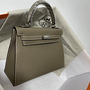 Hermes Kelly Grey Epsom Leather Silver Buckle Size 25cm - 3