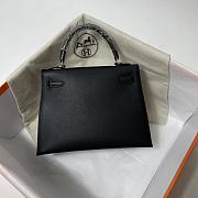 Hermes Kelly Black Epsom Leather Silver Buckle - 3