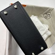 Hermes Kelly Black Epsom Leather Silver Buckle - 4