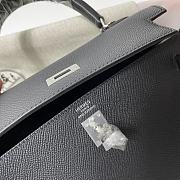 Hermes Kelly Black Epsom Leather Silver Buckle - 6