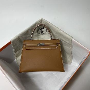 Hermes Kelly Brown Epsom Leather Silver Buckle