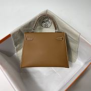Hermes Kelly Brown Epsom Leather Silver Buckle - 3