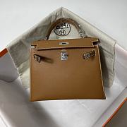 Hermes Kelly Brown Epsom Leather Silver Buckle - 5