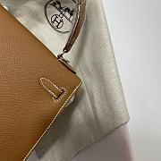 Hermes Kelly Brown Epsom Leather Silver Buckle - 6