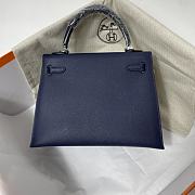 Hermes Kelly Blue Epsom Leather Silver Buckle Size 25cm  - 5
