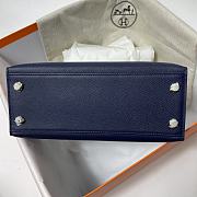 Hermes Kelly Blue Epsom Leather Silver Buckle Size 25cm  - 4