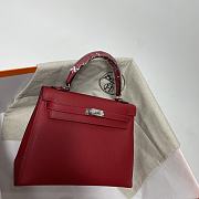 Hermes Kelly Red Epsom Leather Silver Buckle - 2