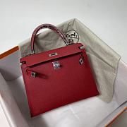 Hermes Kelly Red Epsom Leather Silver Buckle - 3