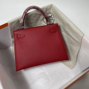 Hermes Kelly Red Epsom Leather Silver Buckle - 5