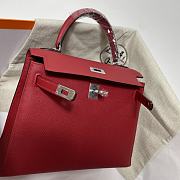 Hermes Kelly Red Epsom Leather Silver Buckle - 6