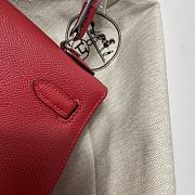 Hermes Kelly Red Epsom Leather Silver Buckle - 4