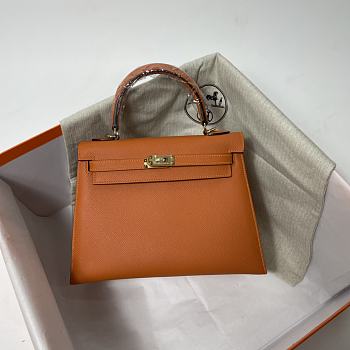 Hermes Kelly Orange Epsom Leather Silver Buckle