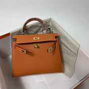 Hermes Kelly Orange Epsom Leather Silver Buckle - 2