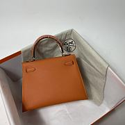 Hermes Kelly Orange Epsom Leather Silver Buckle - 3
