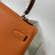 Hermes Kelly Orange Epsom Leather Silver Buckle - 6