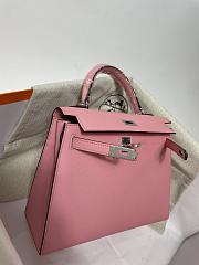 Hermes Kelly Pink Epsom Leather Silver Buckle Size 25cm - 3