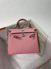 Hermes Kelly Pink Epsom Leather Silver Buckle Size 25cm - 2