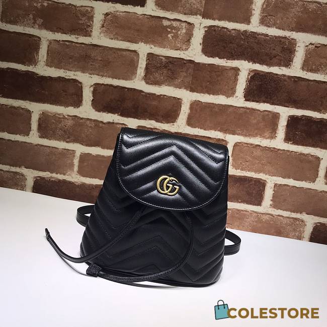 Gucci Marmont Bucket Bag In Black 528129 Size 19cm - 1