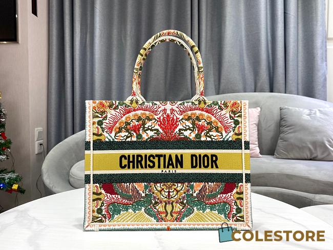 Dior Book Tote Flowers Embroidery Size 37cm - 1