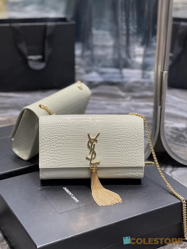 YSL Kate Tassel Shoulder Bag In White Size 24cm - 1