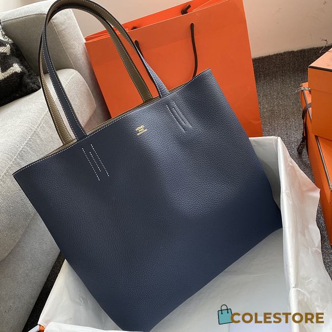 Hermes Double Side Shopping Bag Blue&Grey Size 30cm - 1