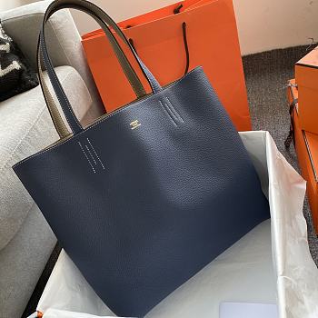 Hermes Double Side Shopping Bag Blue&Grey Size 30cm